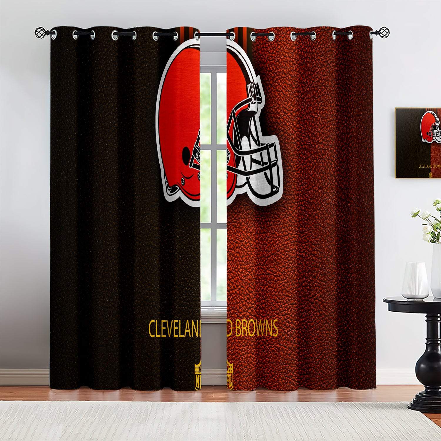 Cleveland Browns Blackout Curtains Drapes For Window Treatment Set