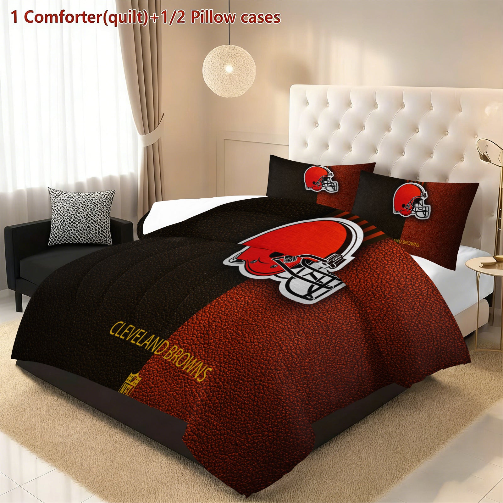 Cleveland Browns Comforter Pillowcase Sets Blanket All Season Reversible Quilted Duvet