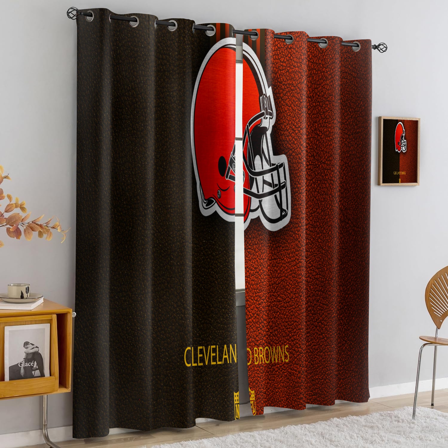 Cleveland Browns Blackout Curtains Drapes For Window Treatment Set