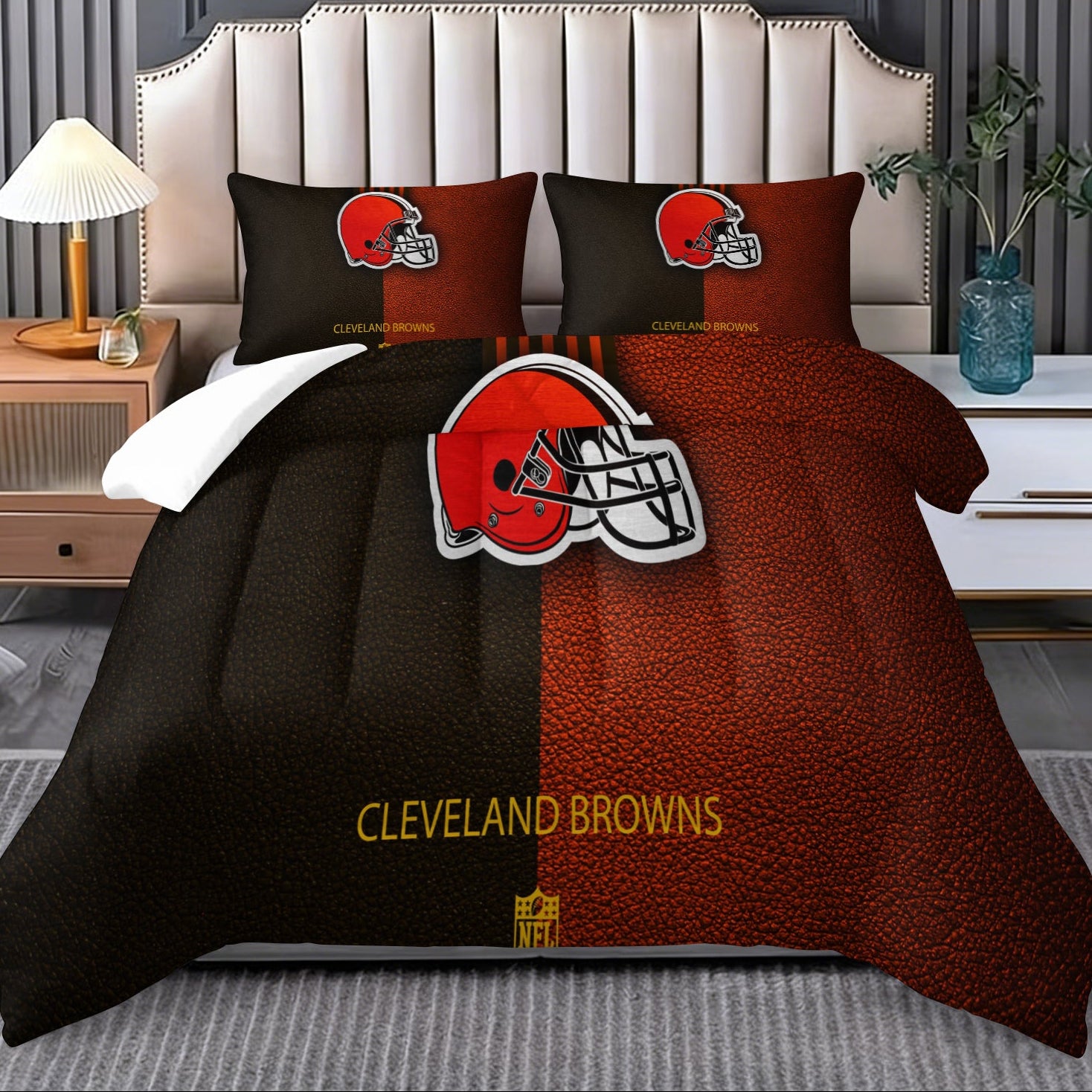 Cleveland Browns Comforter Pillowcase Sets Blanket All Season Reversible Quilted Duvet