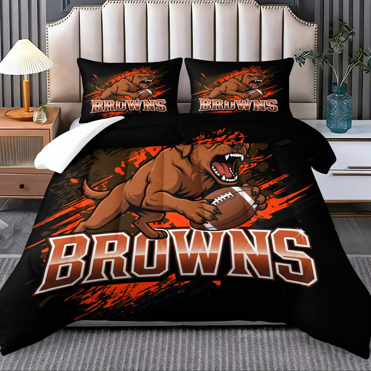Cleveland Browns Comforter Pillowcase Sets Blanket All Season Reversible Quilted Duvet