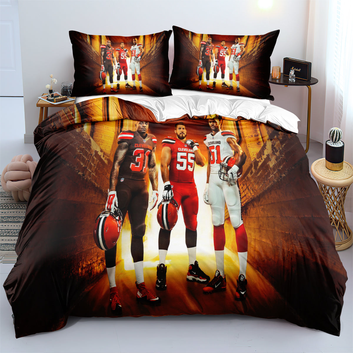 Cleveland Browns Football League  Duvet Cover Quilt Cover Pillowcase Bedding Set