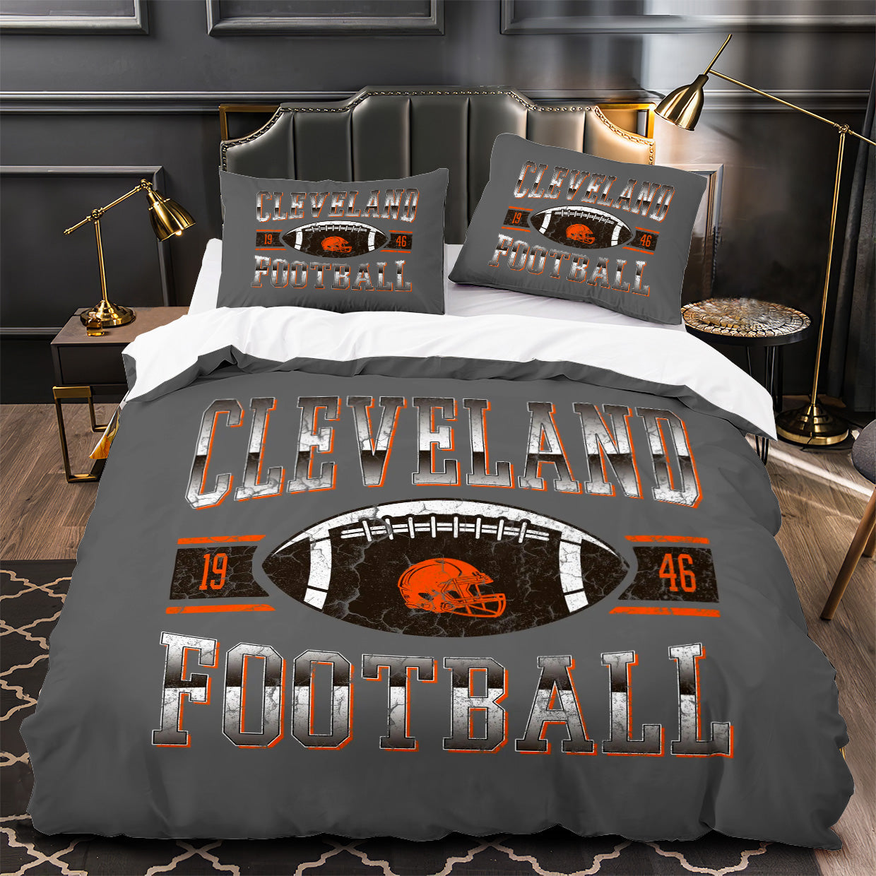Cleveland Browns Football Duvet Cover Quilt Case Pillowcase Bedding Set Without Filler