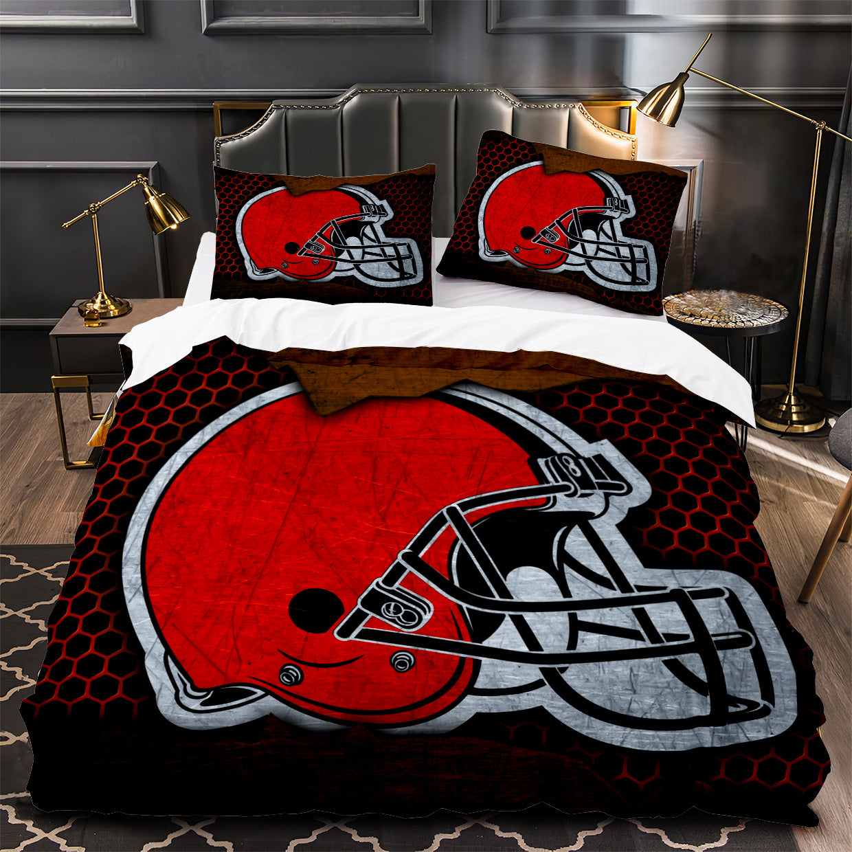 Cleveland Browns Football Duvet Cover Quilt Case Pillowcase Bedding Set Without Filler