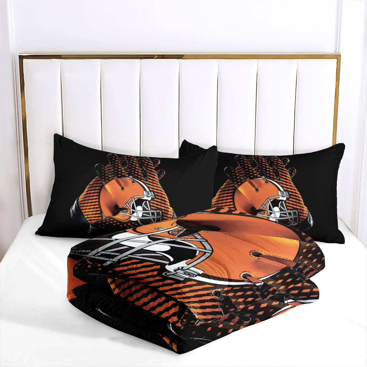 Cleveland Browns Football Team Comforter Pillowcase Sets Blanket All Season Reversible Quilted Duvet