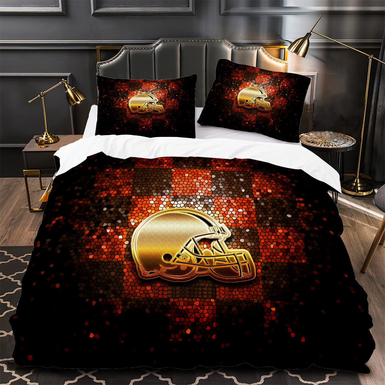 Cleveland Browns Football Duvet Cover Quilt Case Pillowcase Bedding Set Without Filler