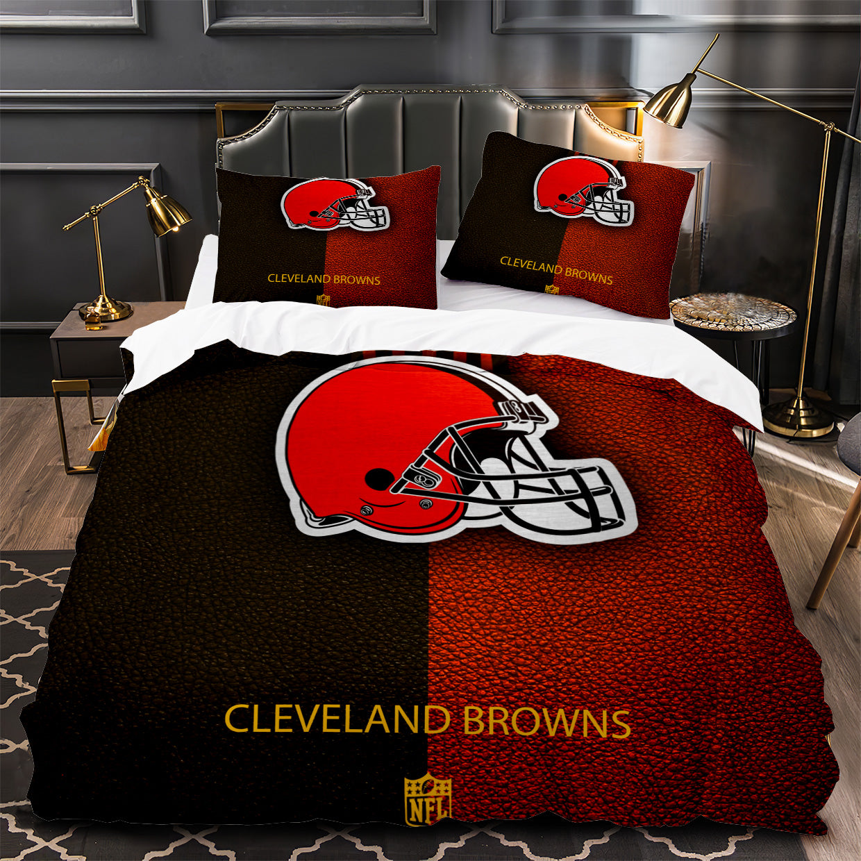 Cleveland Browns Football Duvet Cover Quilt Case Pillowcase Bedding Set Without Filler