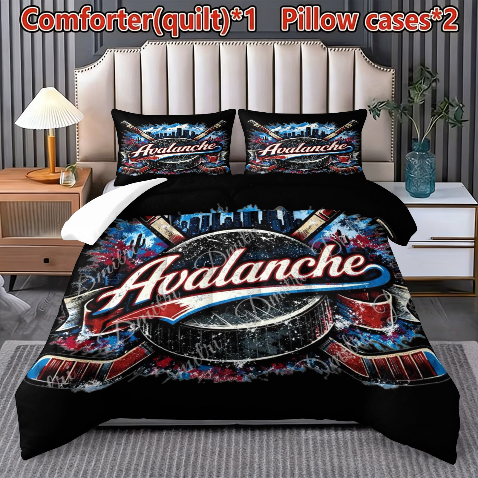 Colorado Avalanche Hockey League Comforter Pillowcase Sets Blanket All Season Reversible Quilted Duvet
