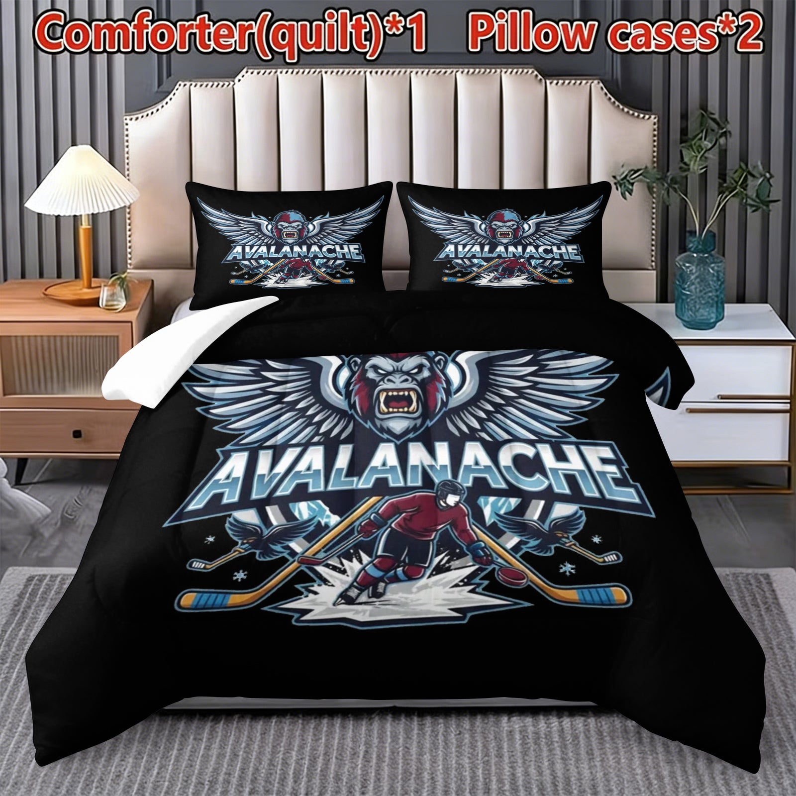 Colorado Avalanche Hockey League Comforter Pillowcase Sets Blanket All Season Reversible Quilted Duvet