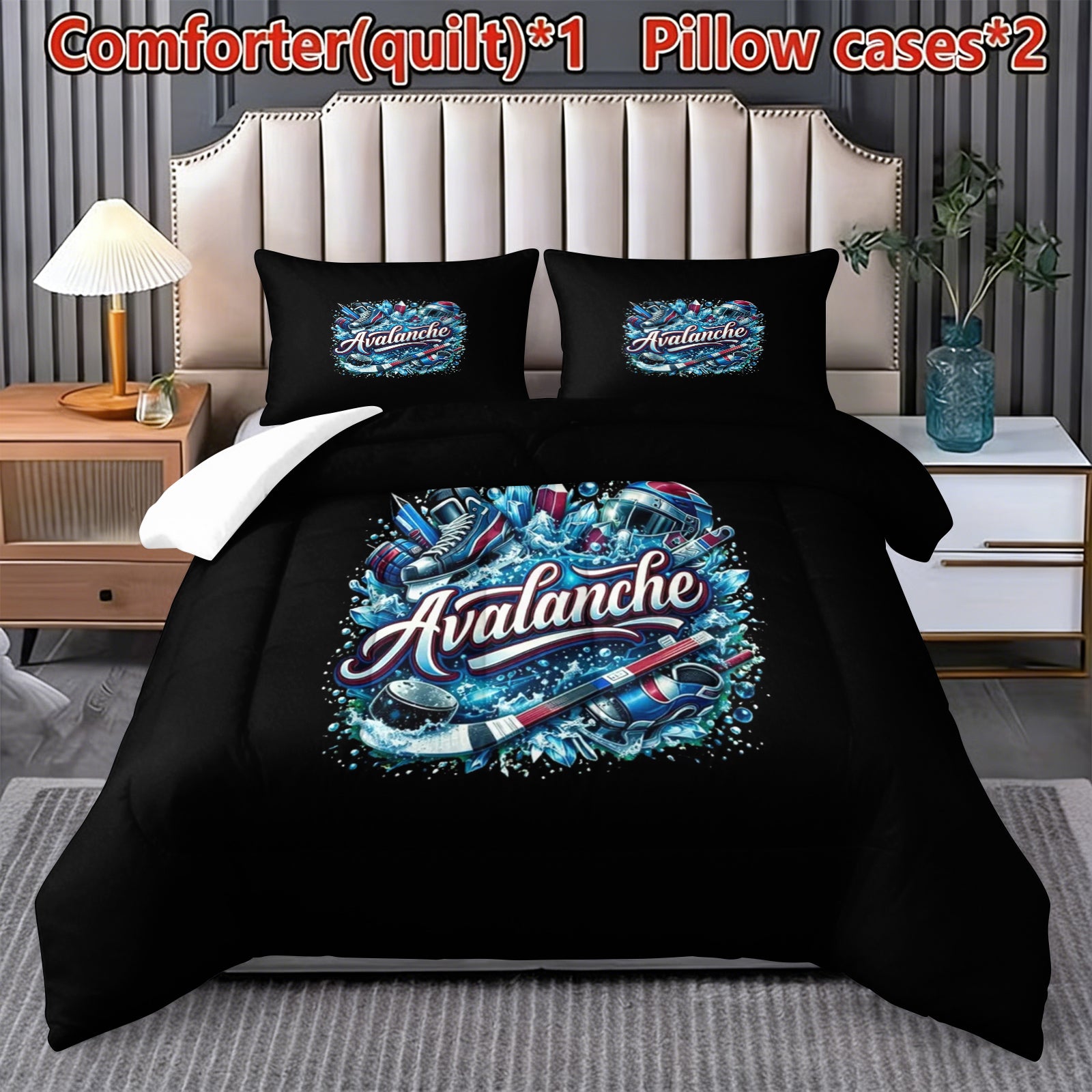 Colorado Avalanche Hockey League Comforter Pillowcase Sets Blanket All Season Reversible Quilted Duvet