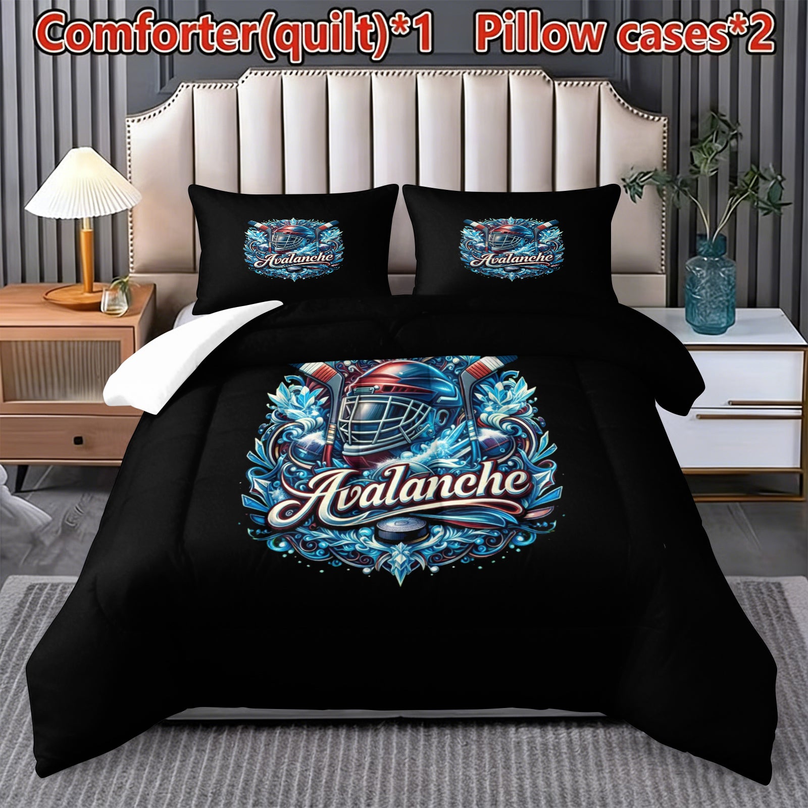 Colorado Avalanche Hockey League Comforter Pillowcase Sets Blanket All Season Reversible Quilted Duvet