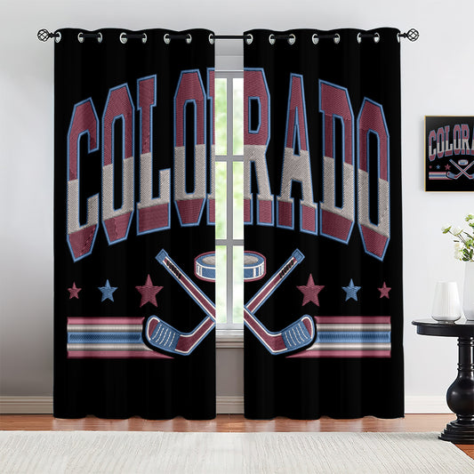 Colorado Avalanche Blackout Curtains Drapes For Window Treatment Set 1500