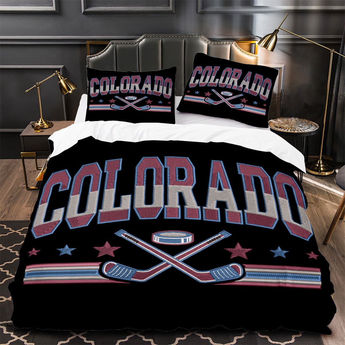 Colorado Avalanche Hockey Duvet Cover Quilt Case Pillowcase Bedding Set Without Filler