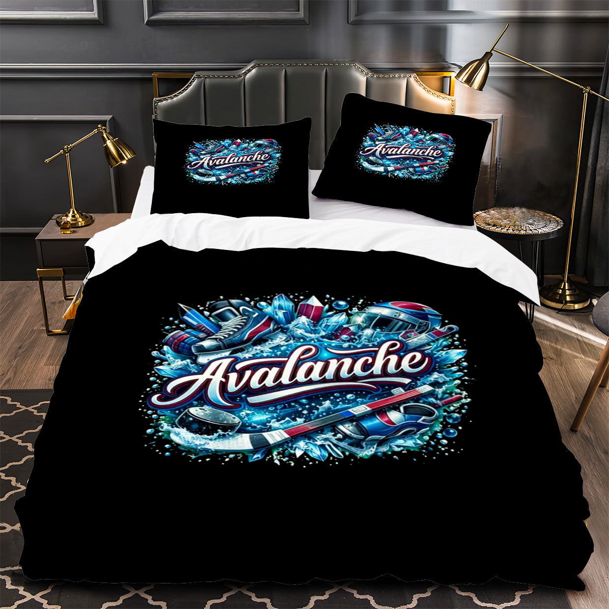 Colorado Avalanche Hockey Duvet Cover Quilt Case Pillowcase Bedding Set Without Filler