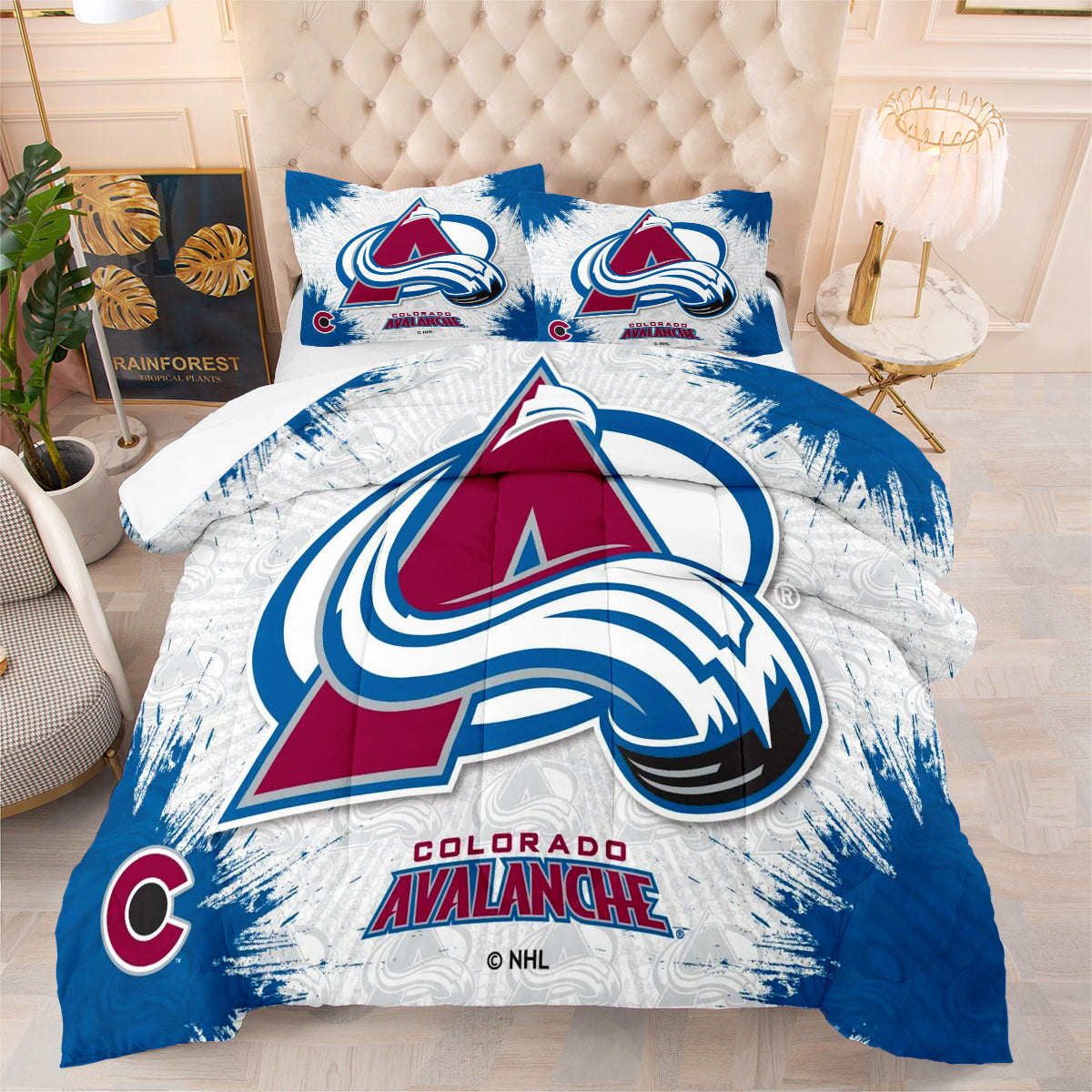 Colorado Avalanche Hockey League Comforter Pillowcase Sets Blanket All Season Reversible Quilted Duvet