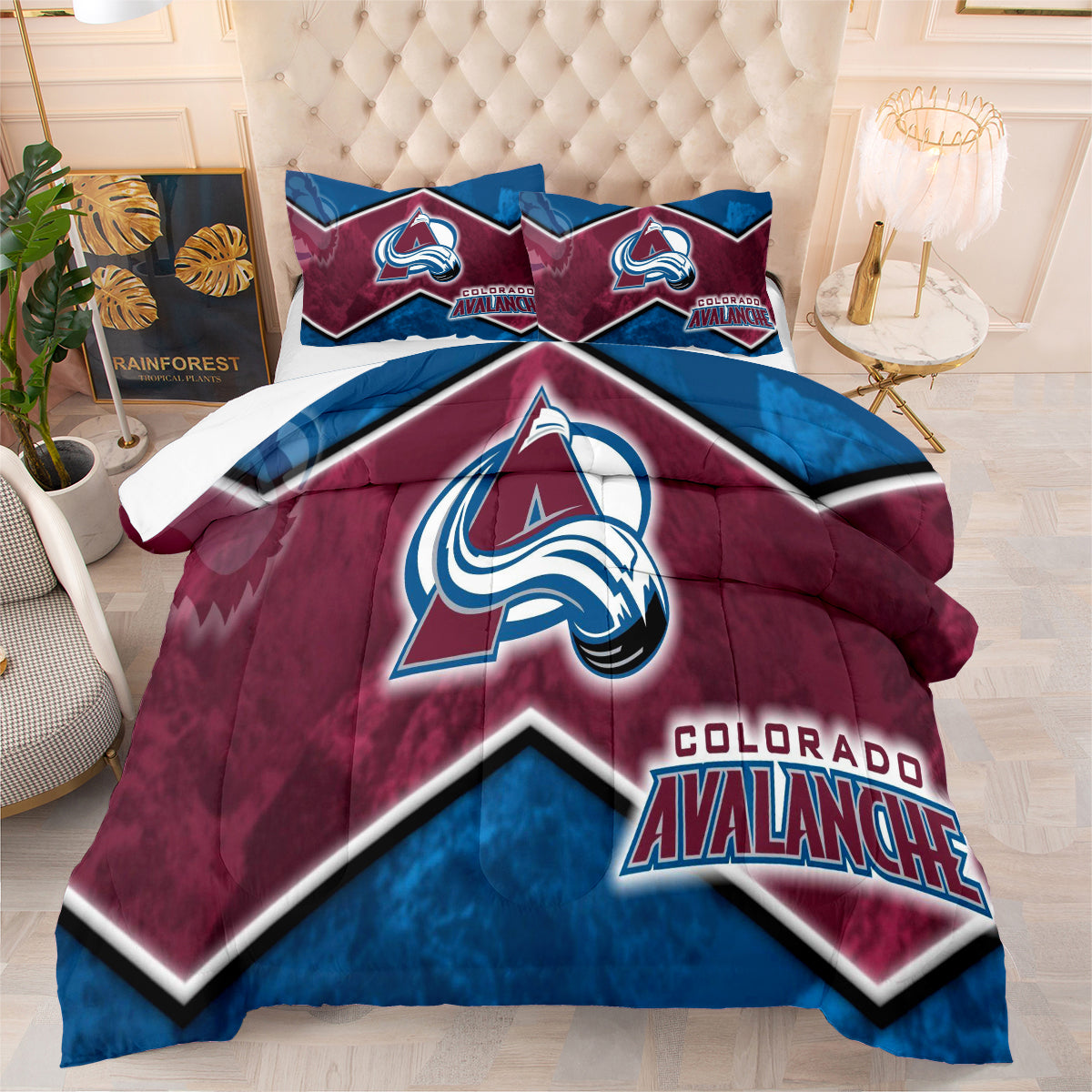 Colorado Avalanche Hockey League Comforter Pillowcase Sets Blanket All Season Reversible Quilted Duvet