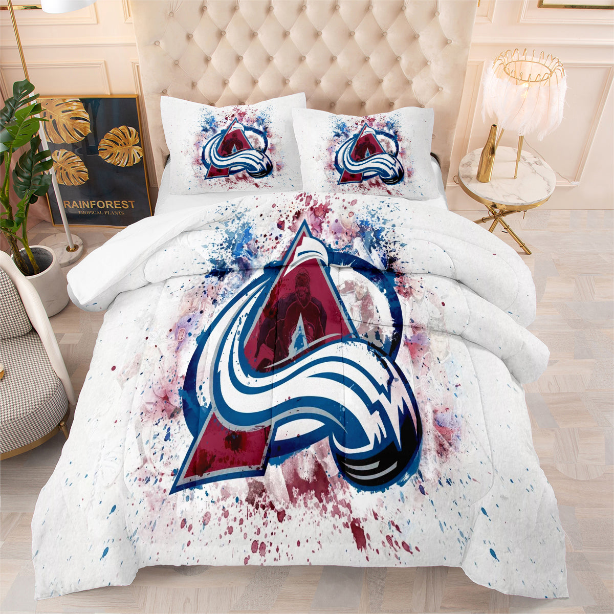 Colorado Avalanche Hockey League Comforter Pillowcase Sets Blanket All Season Reversible Quilted Duvet
