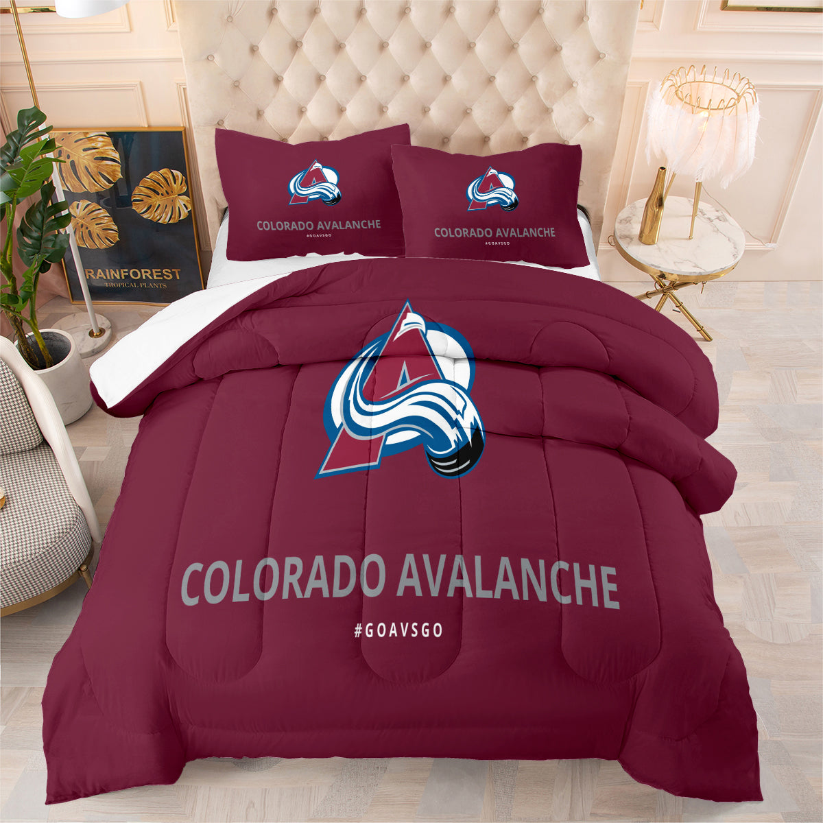 Colorado Avalanche Hockey League Comforter Pillowcase Sets Blanket All Season Reversible Quilted Duvet