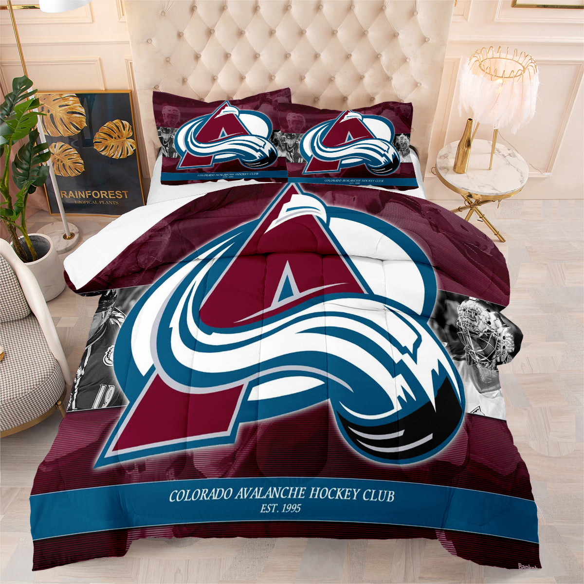 Colorado Avalanche Hockey League Comforter Pillowcase Sets Blanket All Season Reversible Quilted Duvet