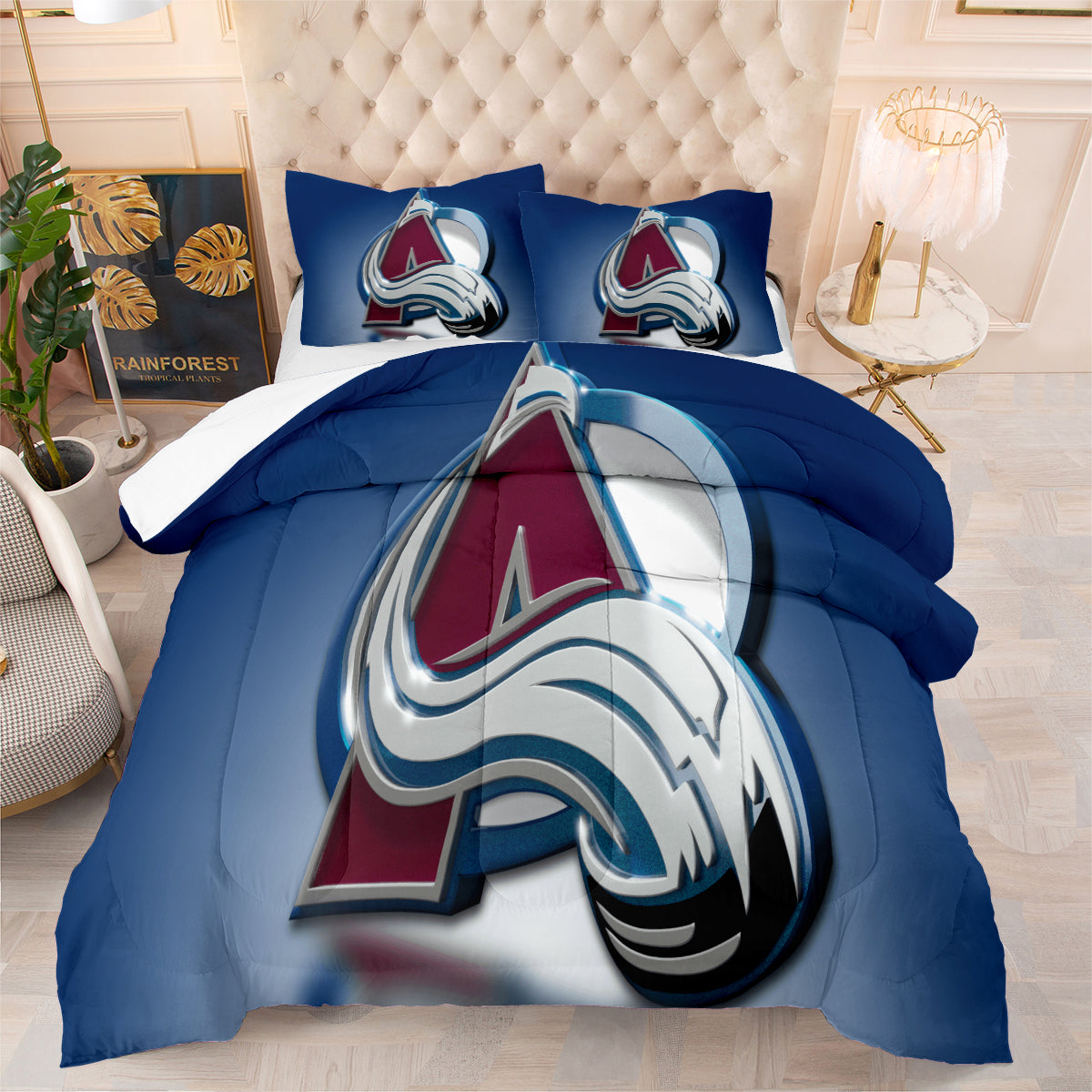 Colorado Avalanche Hockey League Comforter Pillowcase Sets Blanket All Season Reversible Quilted Duvet