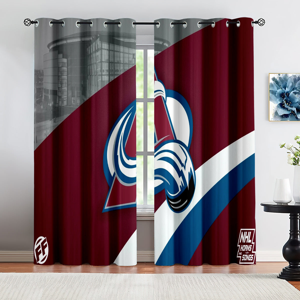 Colorado Avalanche Hockey League Blackout Curtains Drapes For Window Treatment Set