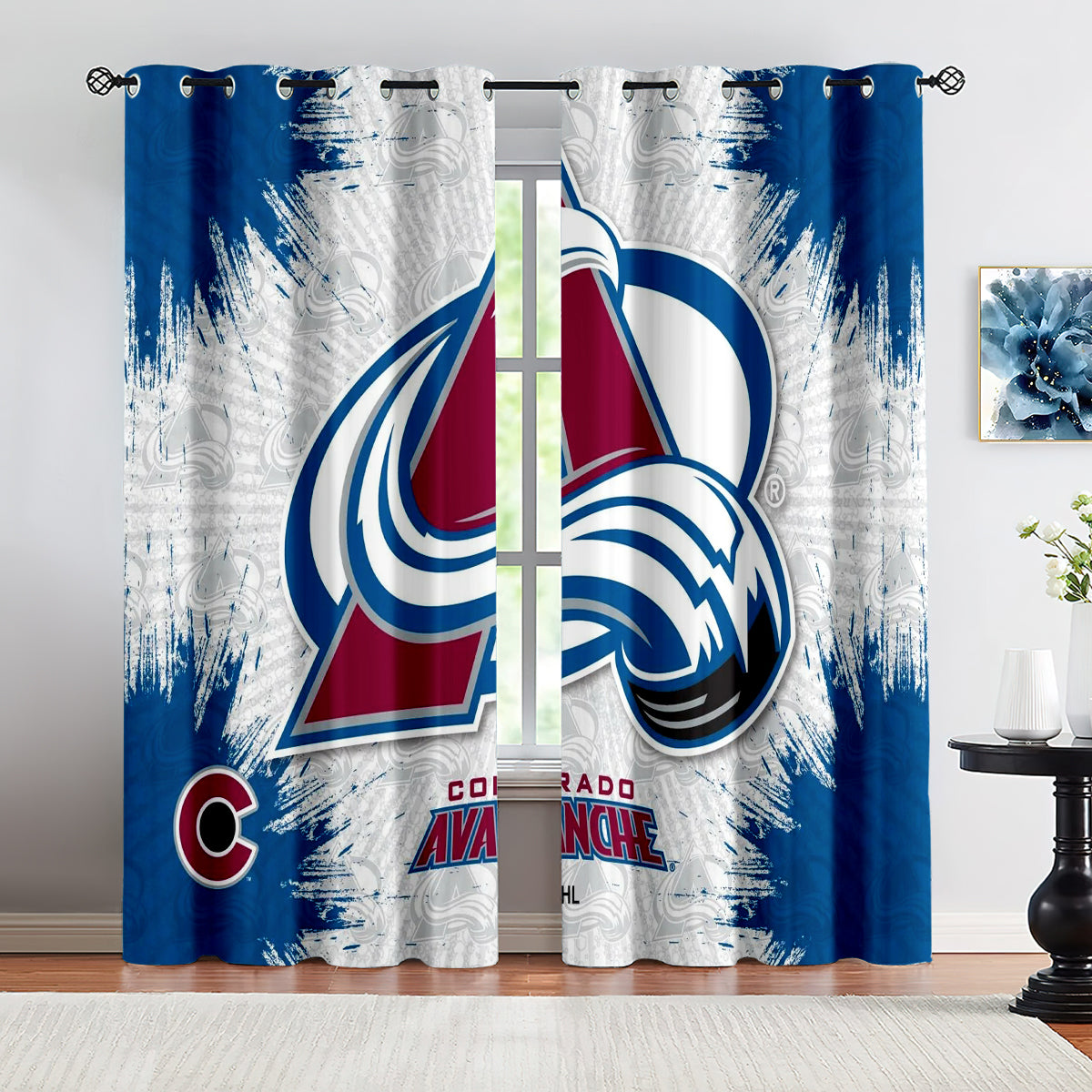 Colorado Avalanche Hockey League Blackout Curtains Drapes For Window Treatment Set