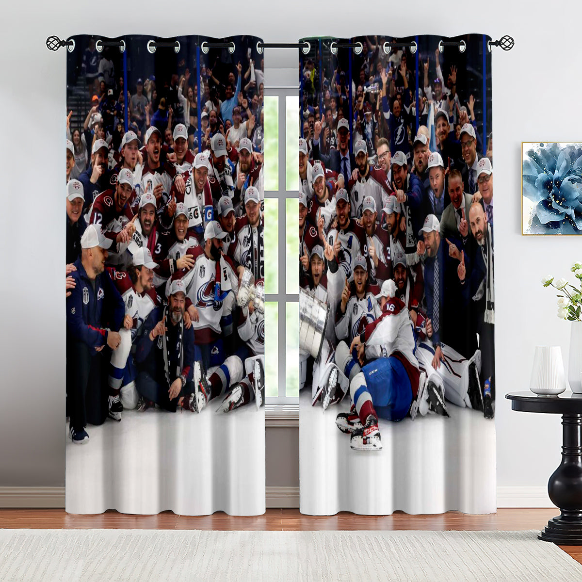 Colorado Avalanche Hockey League Blackout Curtains Drapes For Window Treatment Set