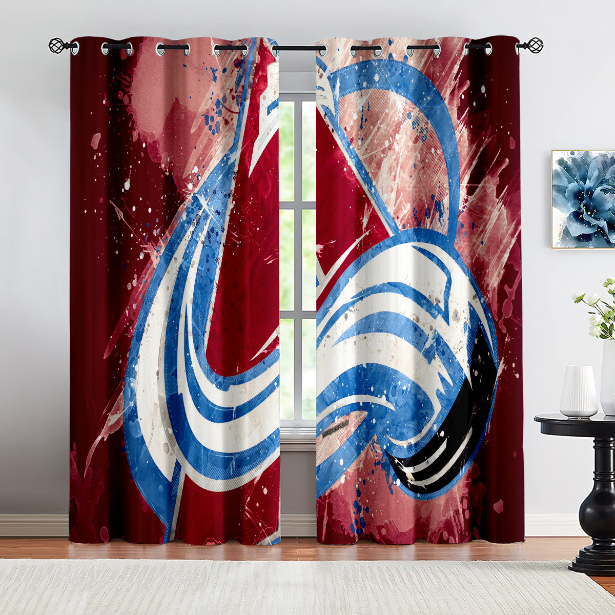 Colorado Avalanche Hockey League Blackout Curtains Drapes For Window Treatment Set