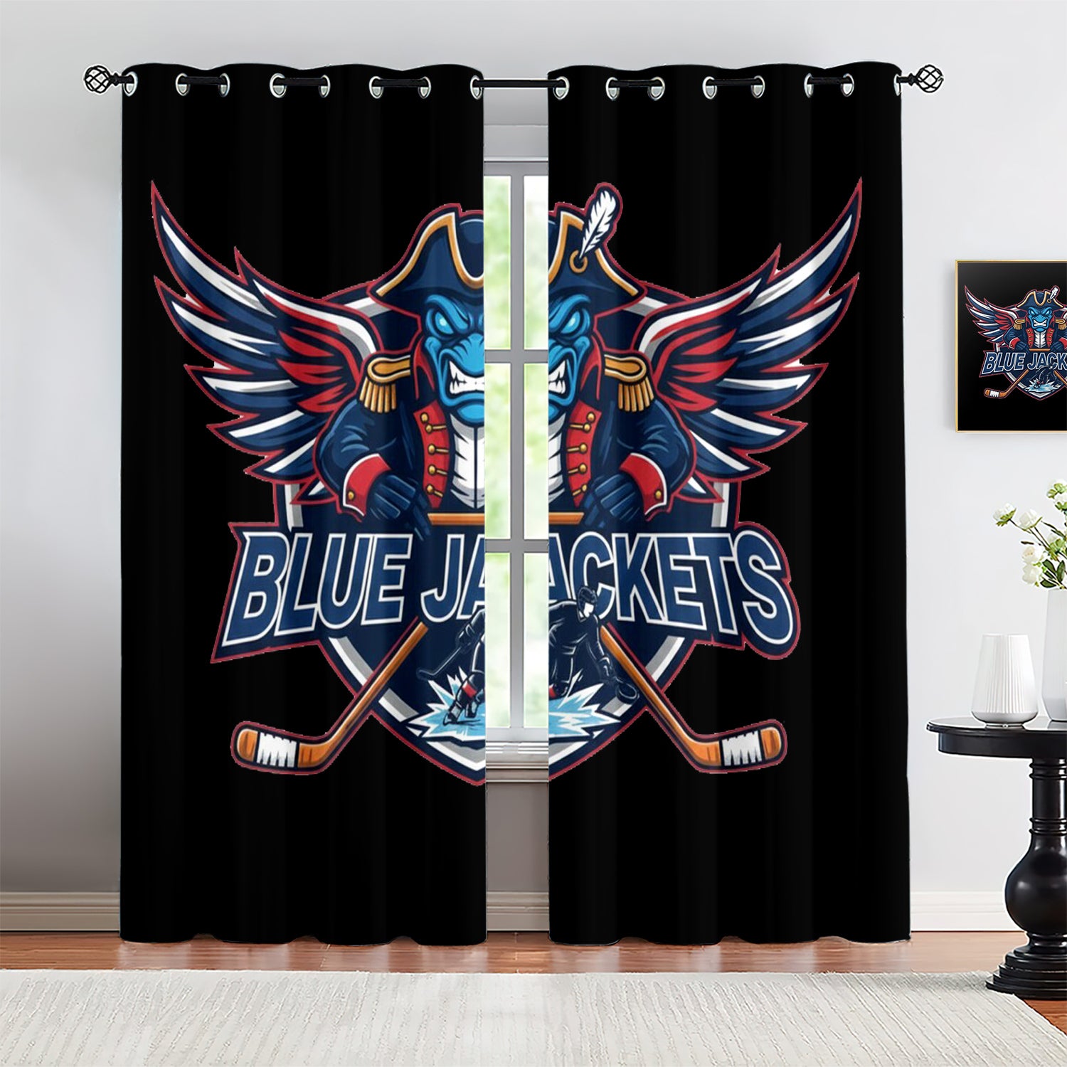 Columbus Blue Jackets Blackout Curtains Drapes For Window Treatment Set