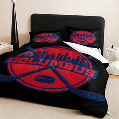 Columbus Blue Jackets Hockey League Comforter Pillowcase Sets Blanket All Season Reversible Quilted Duvet