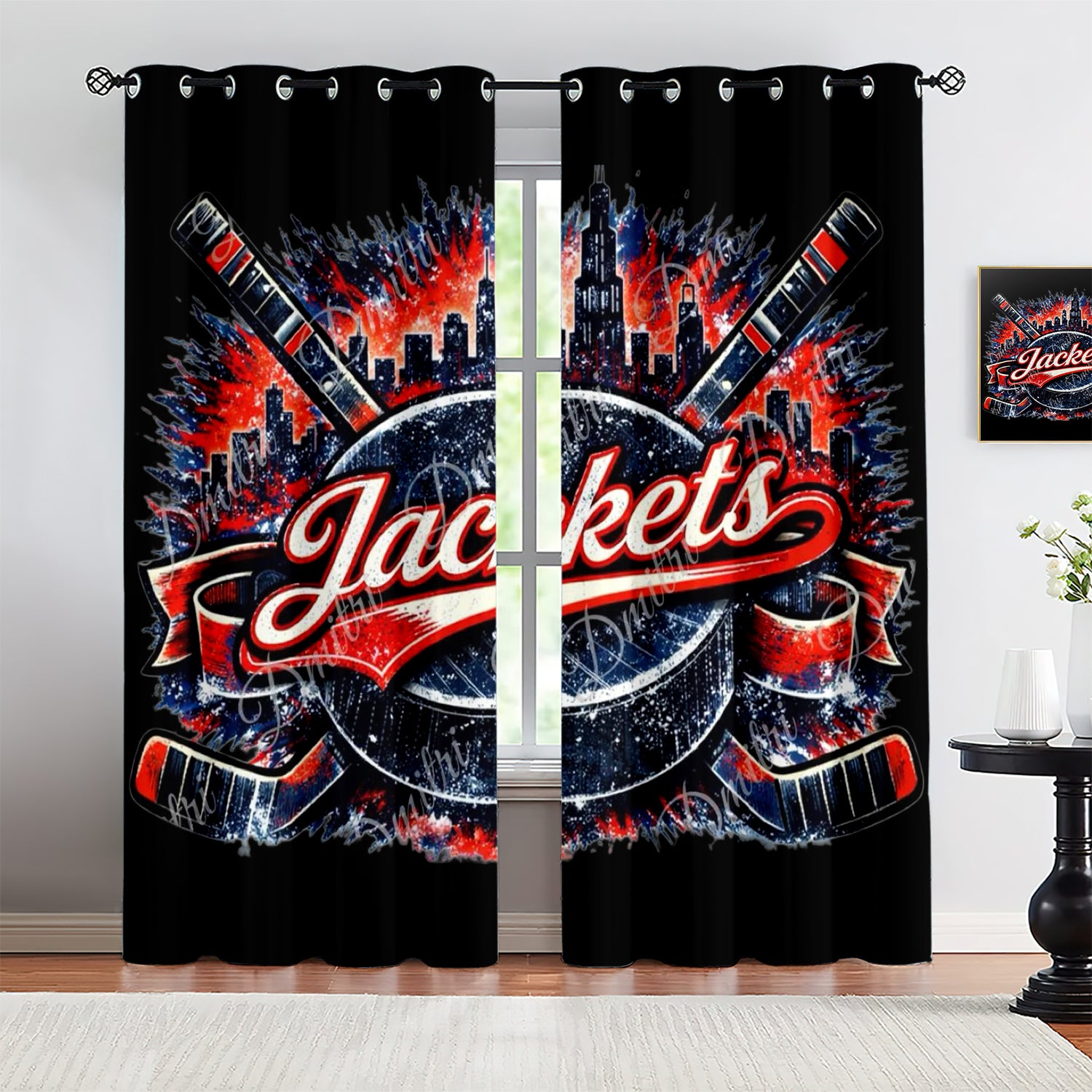 Columbus Blue Jackets Blackout Curtains Drapes For Window Treatment Set