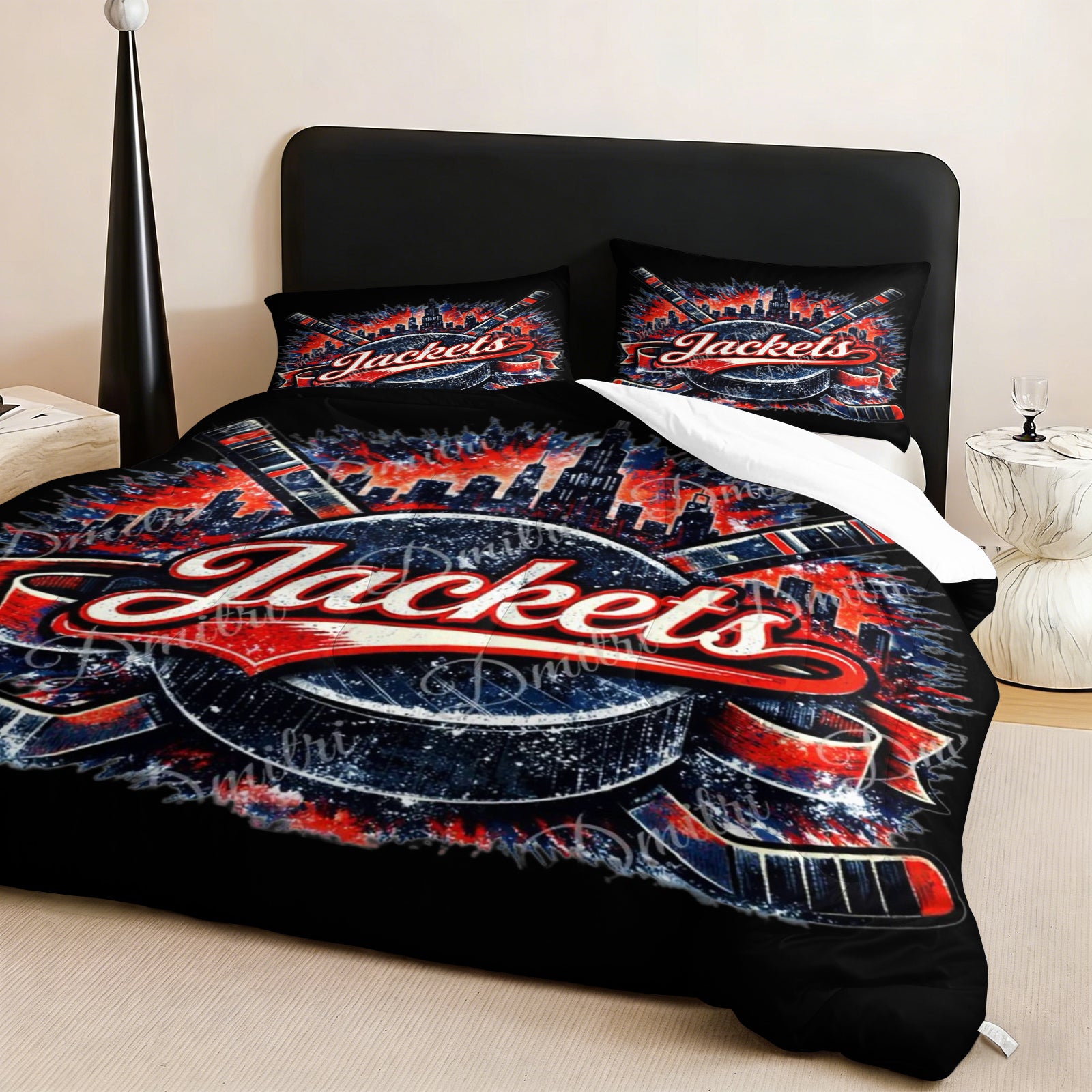 Columbus Blue Jackets Hockey League Comforter Pillowcase Sets Blanket All Season Reversible Quilted Duvet