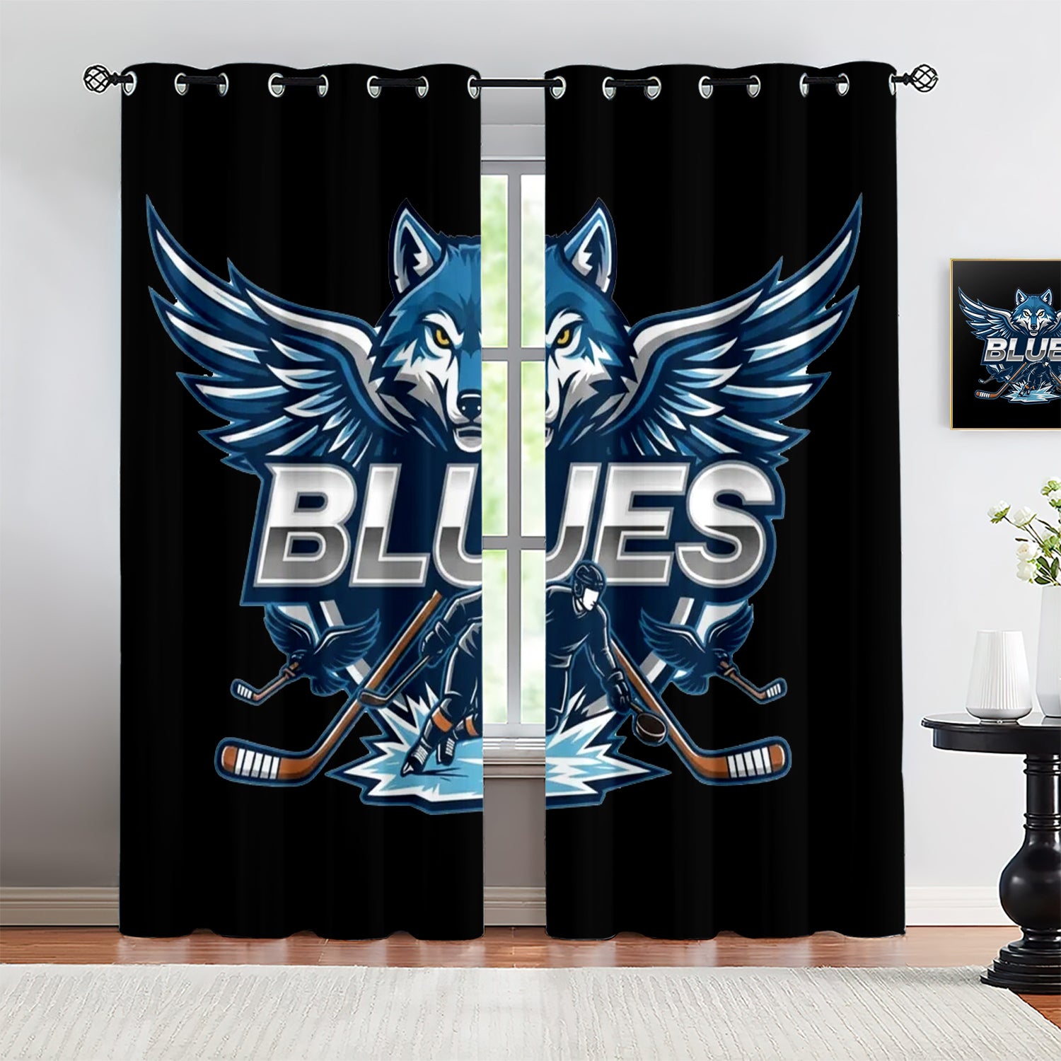 Columbus Blue Jackets Blackout Curtains Drapes For Window Treatment Set