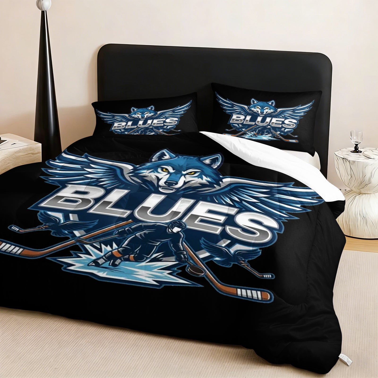 Columbus Blue Jackets Hockey League Comforter Pillowcase Sets Blanket All Season Reversible Quilted Duvet