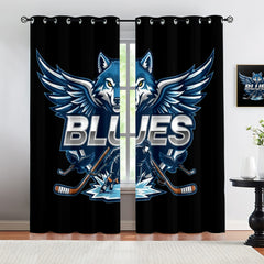 Columbus Blue Jackets Blackout Curtains Drapes For Window Treatment Set