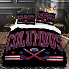 Columbus Blue Jackets Hockey Duvet Cover Quilt Case Pillowcase Bedding Set Without Filler
