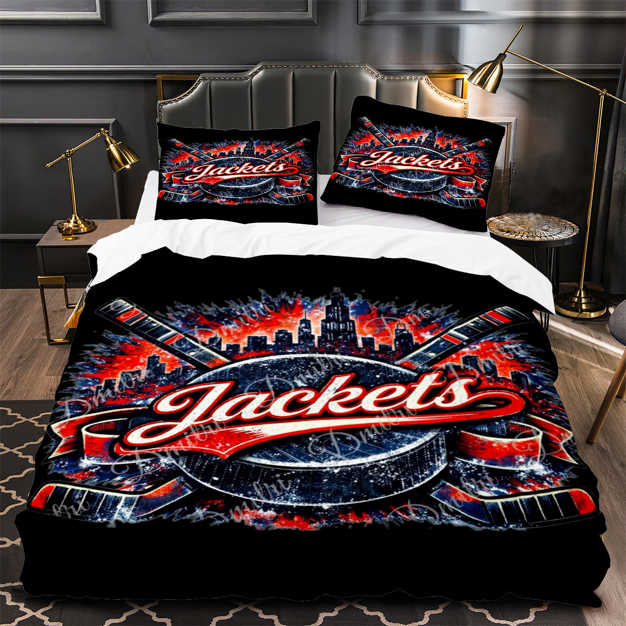 Columbus Blue Jackets Hockey Duvet Cover Quilt Case Pillowcase Bedding Set Without Filler