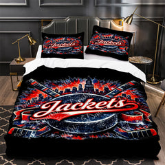 Columbus Blue Jackets Hockey Duvet Cover Quilt Case Pillowcase Bedding Set Without Filler