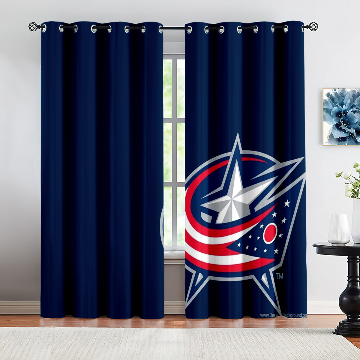 Columbus Blue Jackets Hockey League Blackout Curtains Drapes For Window Treatment Set