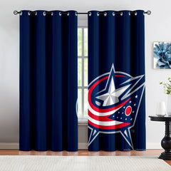 Columbus Blue Jackets Hockey League Blackout Curtains Drapes For Window Treatment Set