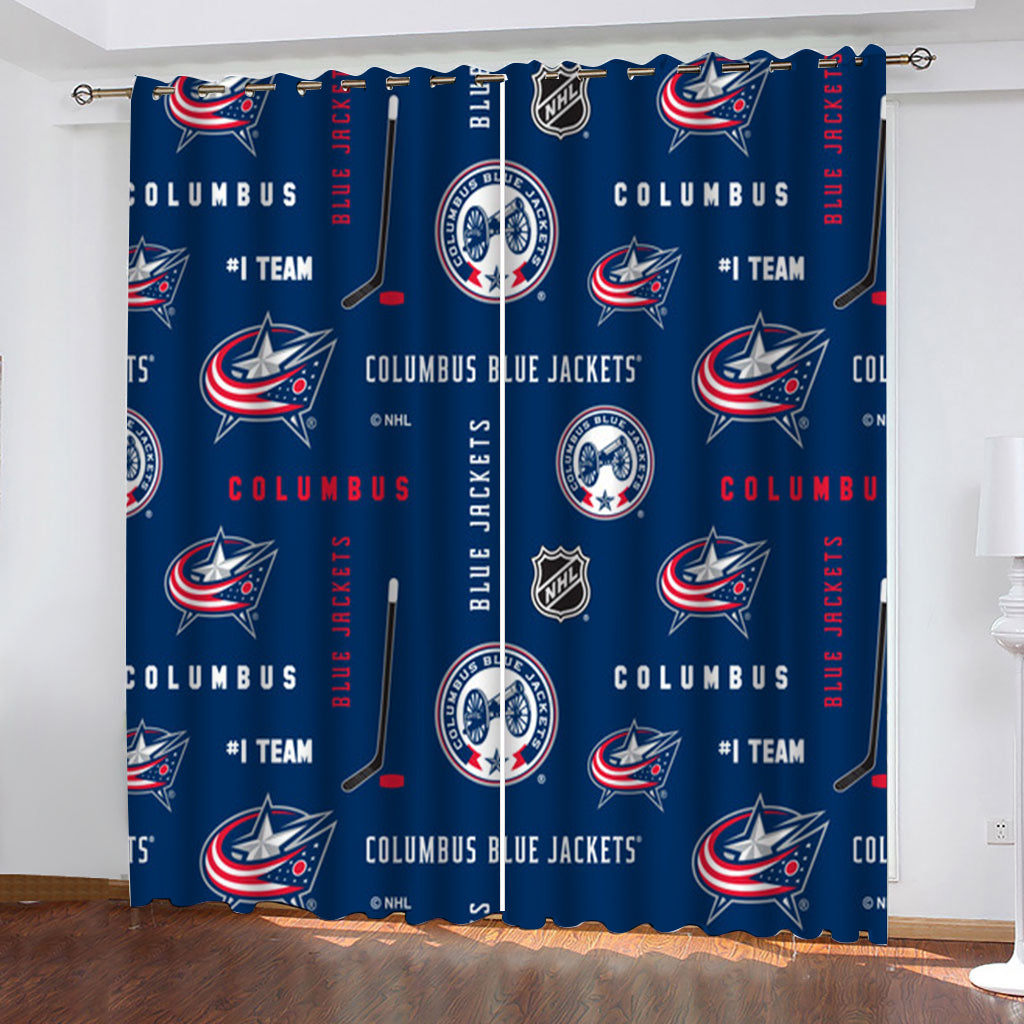 Columbus Blue Jackets Hockey League Blackout Curtains Drapes For Window Treatment Set