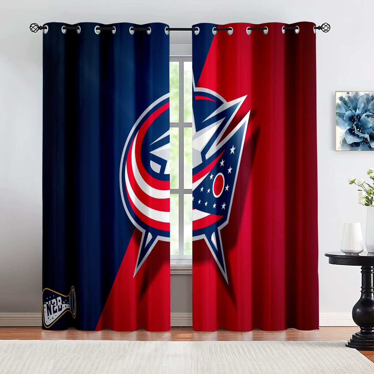 Columbus Blue Jackets Hockey League Blackout Curtains Drapes For Window Treatment Set