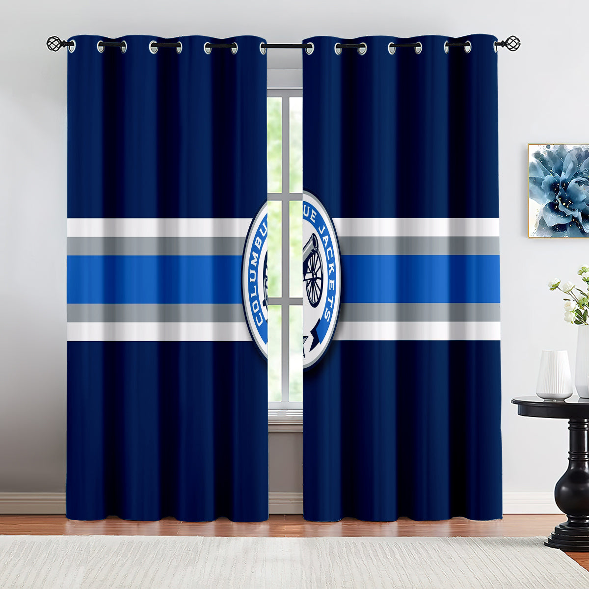 Columbus Blue Jackets Hockey League Blackout Curtains Drapes For Window Treatment Set