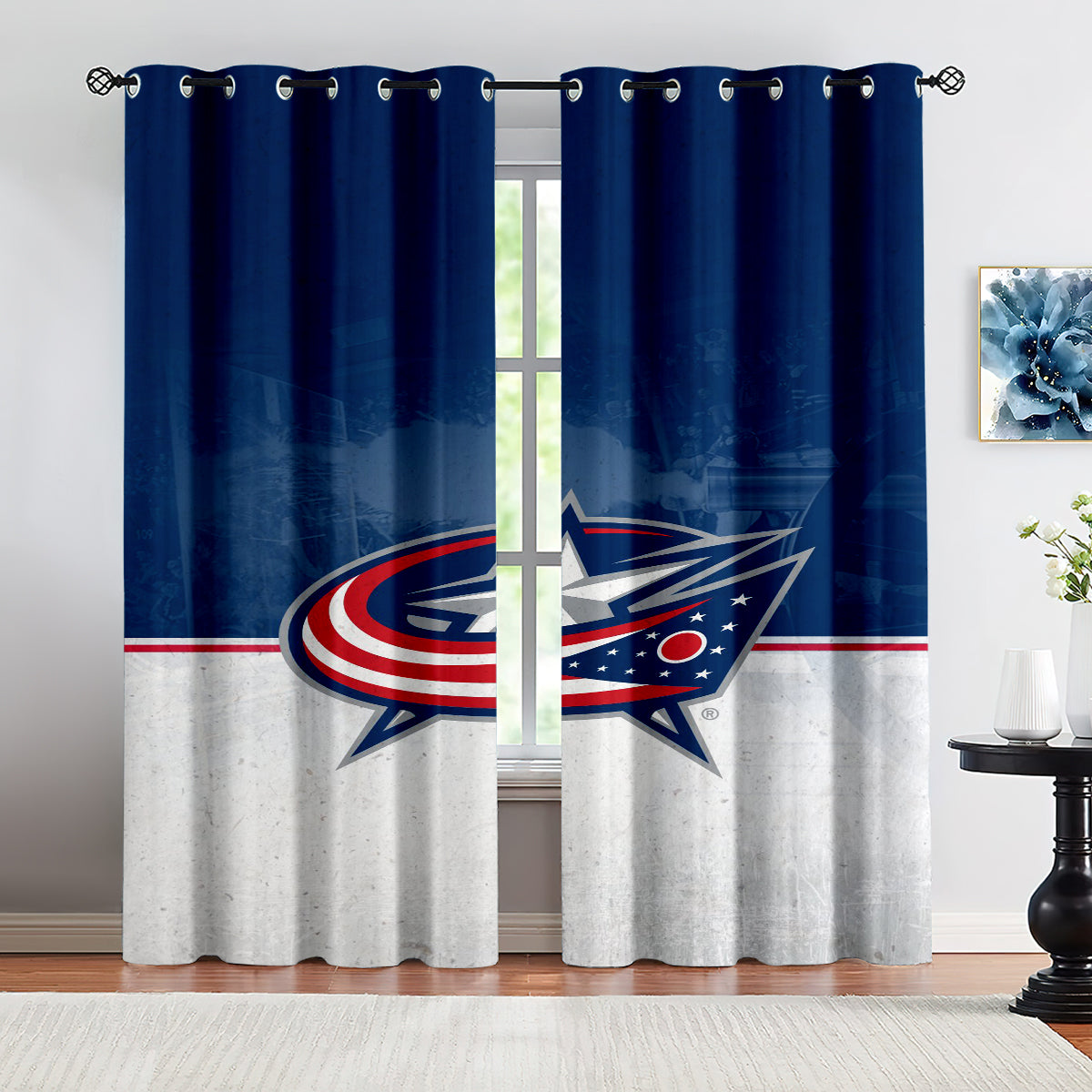 Columbus Blue Jackets Hockey League Blackout Curtains Drapes For Window Treatment Set