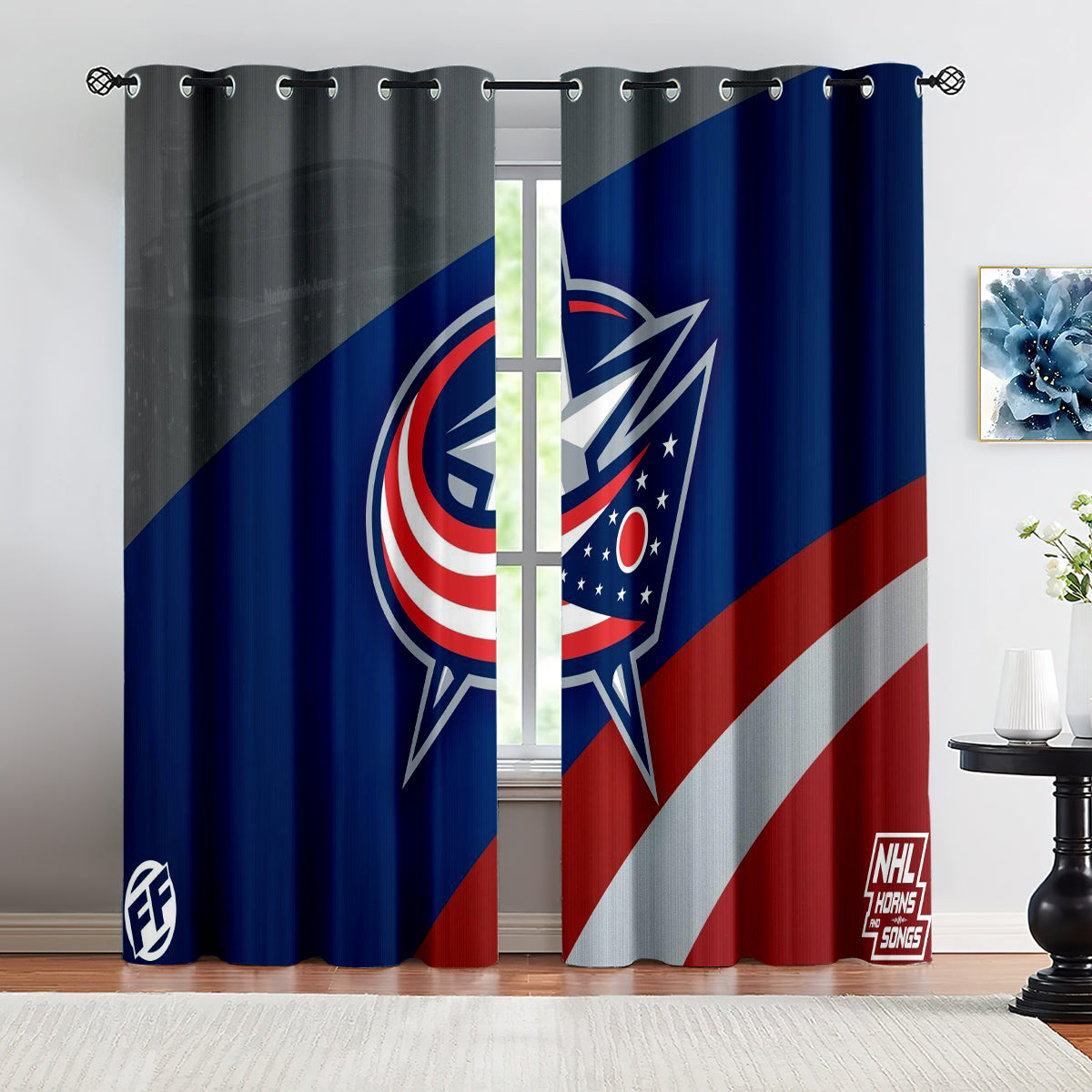 Columbus Blue Jackets Hockey League Blackout Curtains Drapes For Window Treatment Set