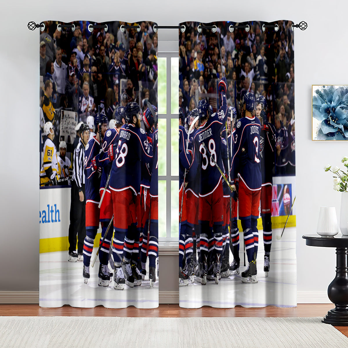 Columbus Blue Jackets Hockey League Blackout Curtains Drapes For Window Treatment Set