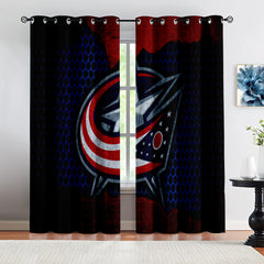 Columbus Blue Jackets Hockey League Blackout Curtains Drapes For Window Treatment Set