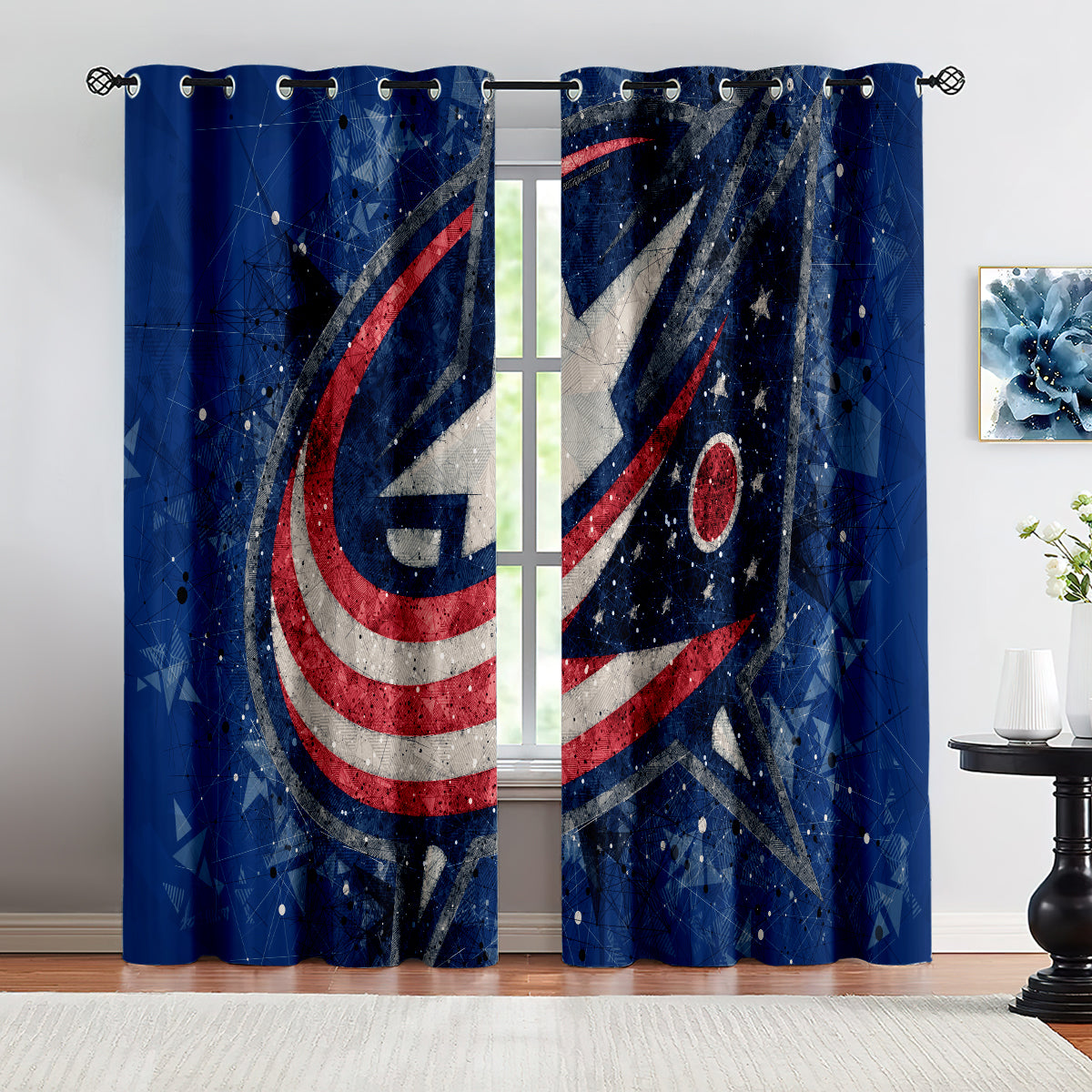 Columbus Blue Jackets Hockey League Blackout Curtains Drapes For Window Treatment Set