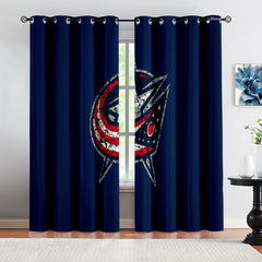 Columbus Blue Jackets Hockey League Blackout Curtains Drapes For Window Treatment Set