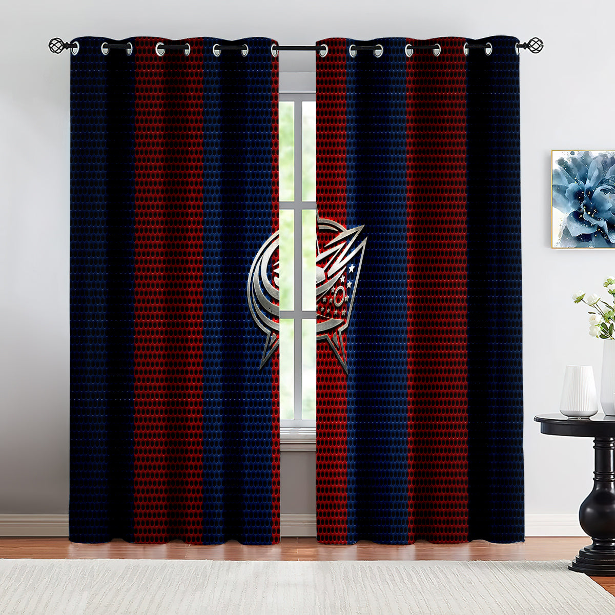 Columbus Blue Jackets Hockey League Blackout Curtains Drapes For Window Treatment Set